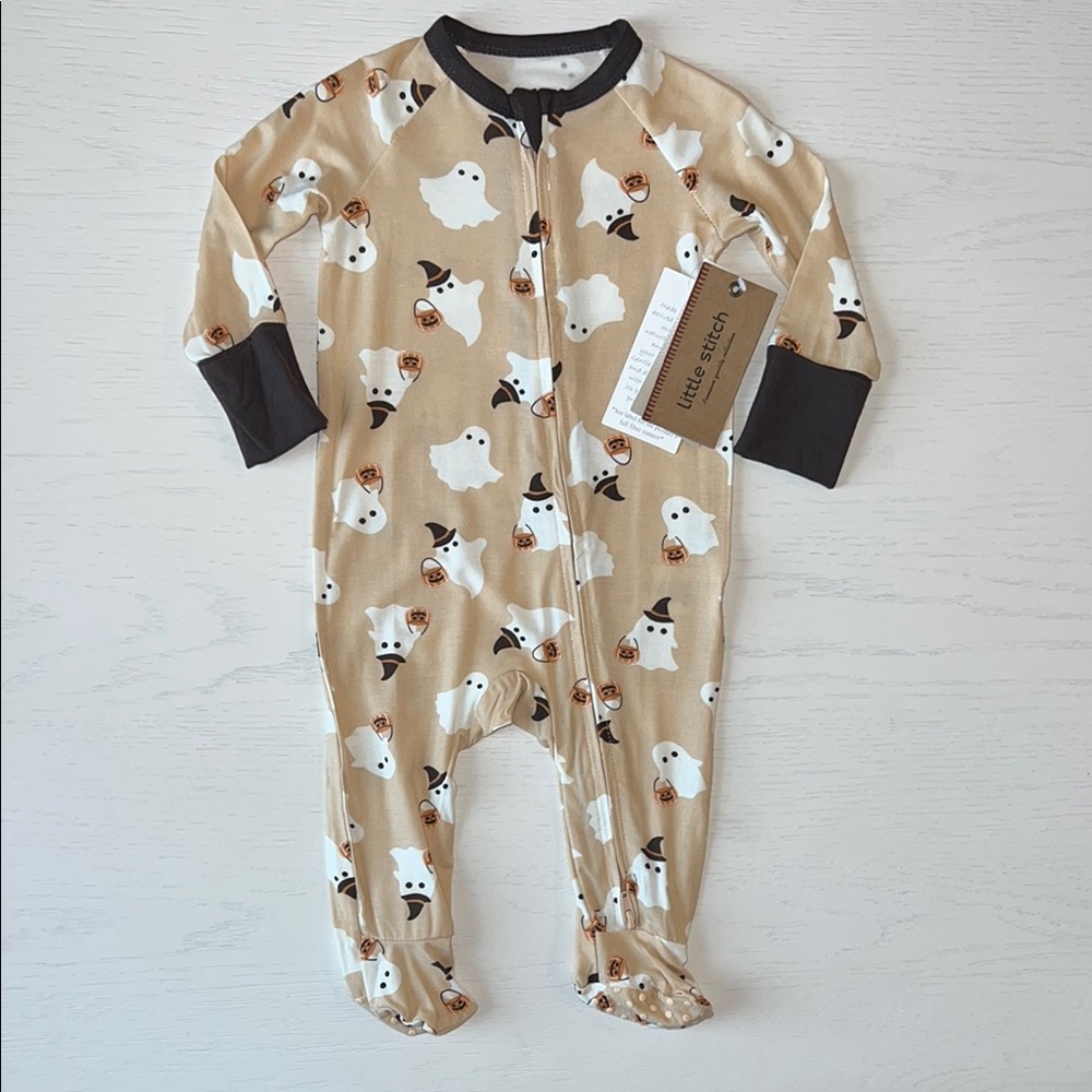 🎃 Little Stitch Bamboo Footie Halloween Ghost Pumpkin 3 6 9 months